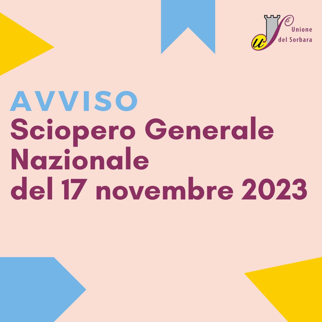 AVVISO: Sciopero Generale Nazionale 